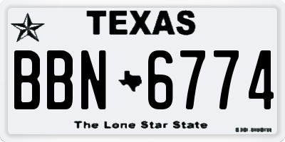 TX license plate BBN6774