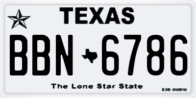 TX license plate BBN6786