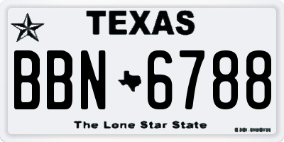 TX license plate BBN6788