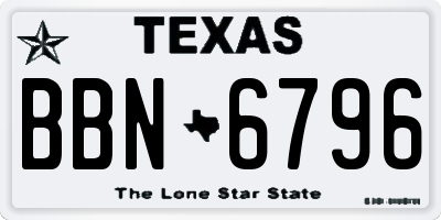 TX license plate BBN6796