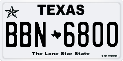 TX license plate BBN6800