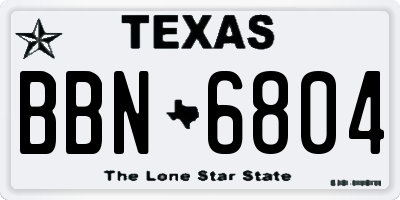 TX license plate BBN6804