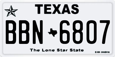 TX license plate BBN6807