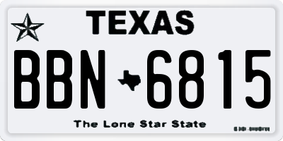TX license plate BBN6815