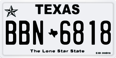TX license plate BBN6818