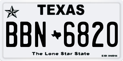 TX license plate BBN6820