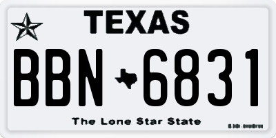 TX license plate BBN6831