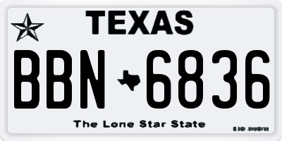 TX license plate BBN6836