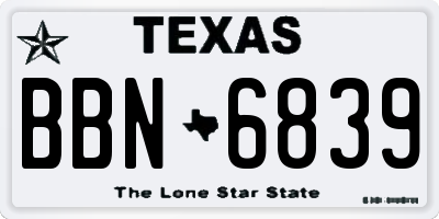 TX license plate BBN6839