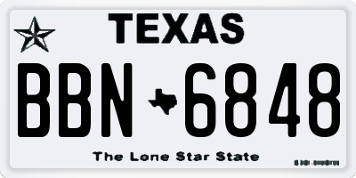 TX license plate BBN6848