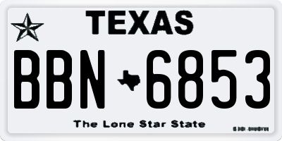 TX license plate BBN6853