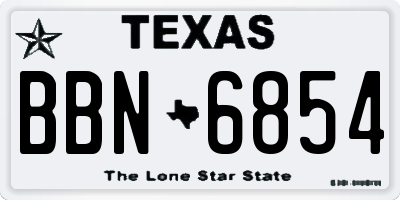 TX license plate BBN6854