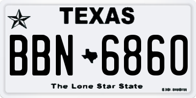 TX license plate BBN6860
