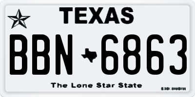 TX license plate BBN6863