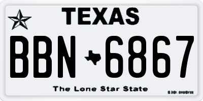 TX license plate BBN6867