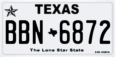 TX license plate BBN6872