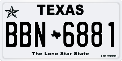 TX license plate BBN6881