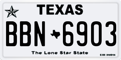 TX license plate BBN6903