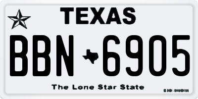 TX license plate BBN6905