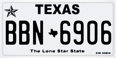 TX license plate BBN6906