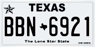 TX license plate BBN6921