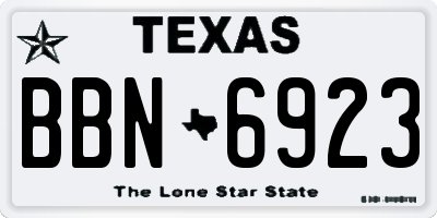 TX license plate BBN6923