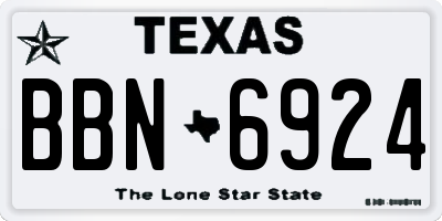 TX license plate BBN6924