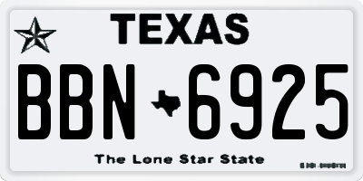 TX license plate BBN6925