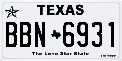 TX license plate BBN6931