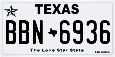 TX license plate BBN6936