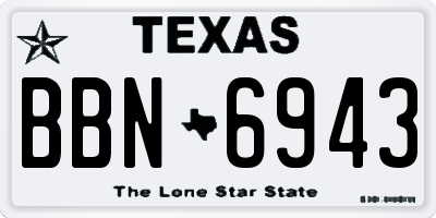 TX license plate BBN6943