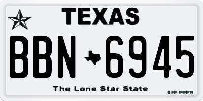 TX license plate BBN6945