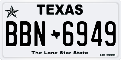 TX license plate BBN6949