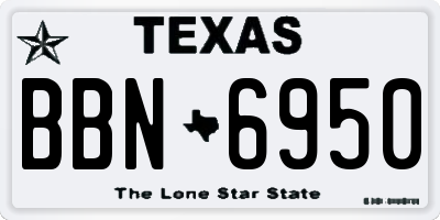TX license plate BBN6950