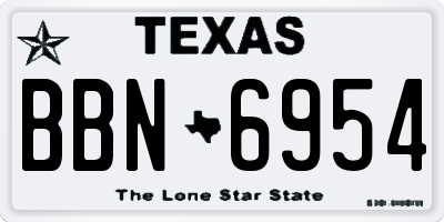 TX license plate BBN6954