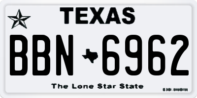 TX license plate BBN6962