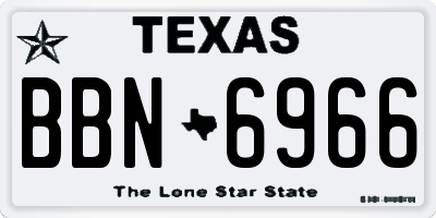 TX license plate BBN6966