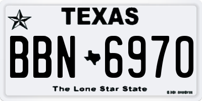 TX license plate BBN6970