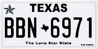 TX license plate BBN6971