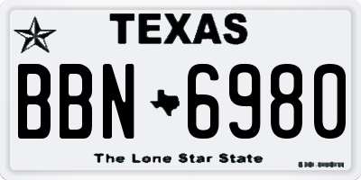 TX license plate BBN6980