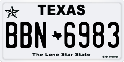 TX license plate BBN6983