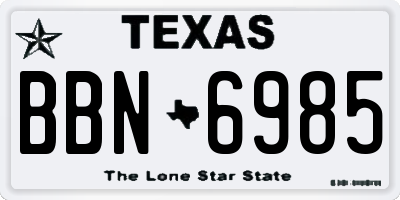 TX license plate BBN6985