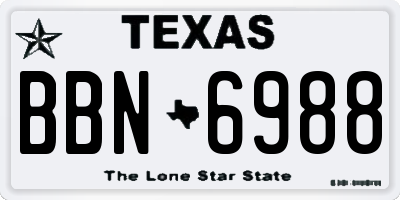 TX license plate BBN6988