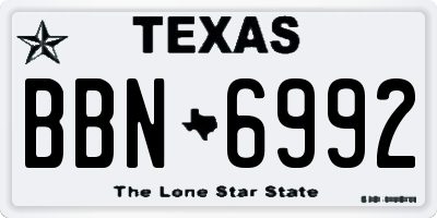 TX license plate BBN6992