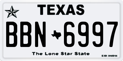 TX license plate BBN6997