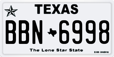 TX license plate BBN6998