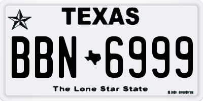 TX license plate BBN6999