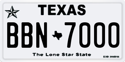 TX license plate BBN7000