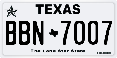 TX license plate BBN7007
