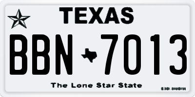 TX license plate BBN7013